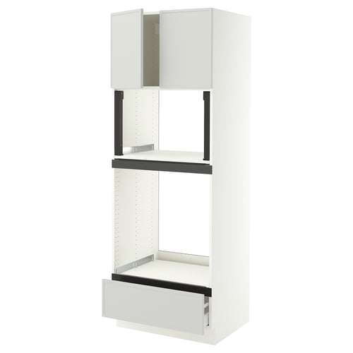 SEKTION / MAXIMERA Armoire haute four/micro+tir/2ptes, blanc/Aspudden gris clair, 30x24x80 "