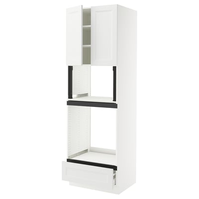 SEKTION / MAXIMERA Armoire haute four/micro+tir/2ptes, blanc/Axstad blanc mat, 30x24x90 "