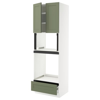 SEKTION / MAXIMERA Armoire haute four/micro+tir/2ptes, blanc/Axstad gris-vert, 30x24x90 "