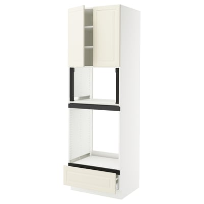 SEKTION / MAXIMERA Armoire haute four/micro+tir/2ptes, blanc/Bodbyn blanc cassé, 30x24x90 "