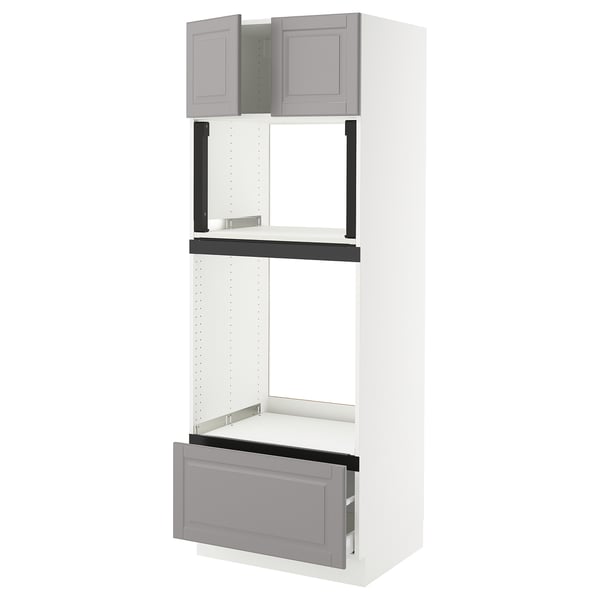 SEKTION / MAXIMERA Armoire haute four/micro+tir/2ptes, blanc/Bodbyn gris, 30x24x80 "