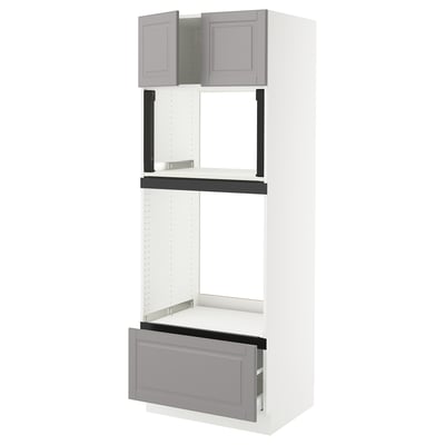 SEKTION / MAXIMERA Armoire haute four/micro+tir/2ptes, blanc/Bodbyn gris, 30x24x80 "