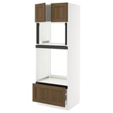 SEKTION / MAXIMERA Armoire haute four/micro+tir/2ptes, blanc Enköping/brun effet noyer, 30x24x80 "