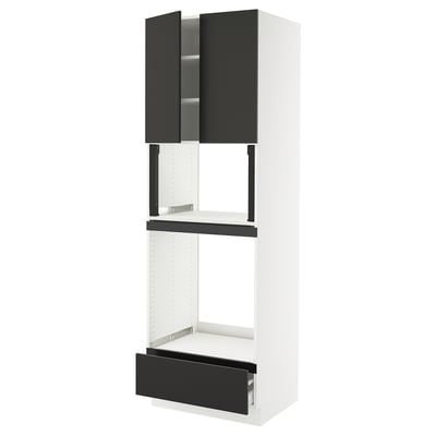 SEKTION / MAXIMERA Armoire haute four/micro+tir/2ptes, blanc/Nickebo anthracite mat, 30x24x90 "