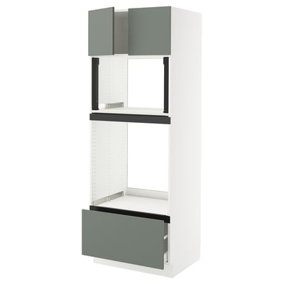 SEKTION / MAXIMERA Armoire haute four/micro+tir/2ptes, blanc/Nickebo gris -vert mat, 30x24x80 "