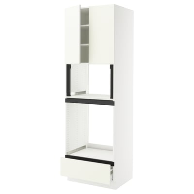 SEKTION / MAXIMERA Armoire haute four/micro+tir/2ptes, blanc/Vallstena blanc, 30x24x90 "