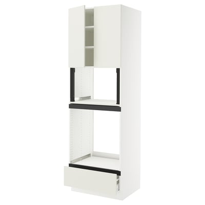 SEKTION / MAXIMERA Armoire haute four/micro+tir/2ptes, blanc/Veddinge blanc, 30x24x90 "