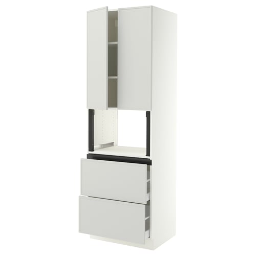 SEKTION / MAXIMERA Armoire haute m-o+2tir/2ptes, blanc/Aspudden gris clair, 30x24x90 "