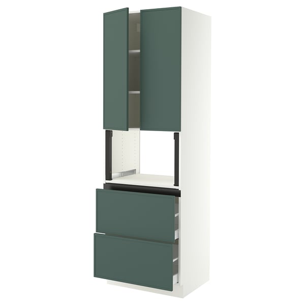 SEKTION / MAXIMERA Armoire haute m-o+2tir/2ptes, blanc/Aspudden gris-vert foncé, 30x24x90 "