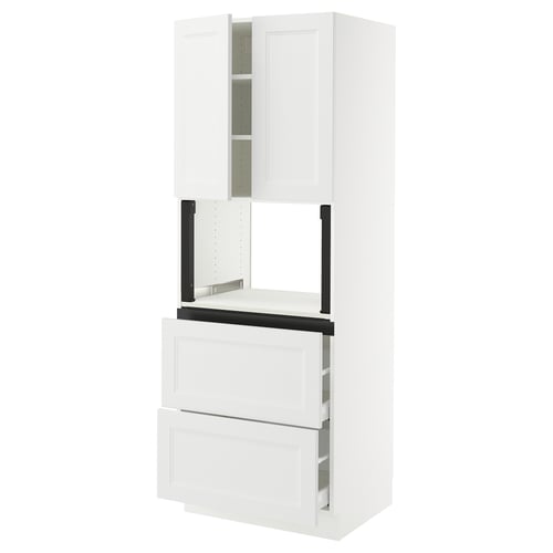 SEKTION / MAXIMERA Armoire haute m-o+2tir/2ptes, blanc/Axstad blanc mat, 30x24x80 "