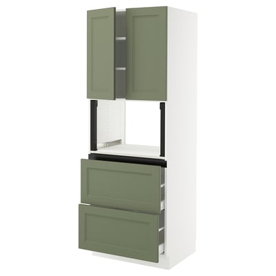 SEKTION / MAXIMERA Armoire haute m-o+2tir/2ptes, blanc/Axstad gris-vert, 30x24x80 "