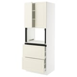 SEKTION / MAXIMERA Armoire haute m-o+2tir/2ptes, blanc/Bodbyn blanc cassé, 30x24x80 "