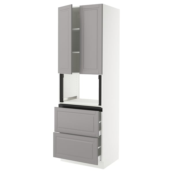SEKTION / MAXIMERA Armoire haute m-o+2tir/2ptes, blanc/Bodbyn gris, 30x24x90 "