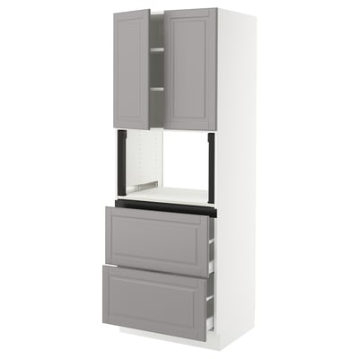 SEKTION / MAXIMERA Armoire haute m-o+2tir/2ptes, blanc/Bodbyn gris, 30x24x80 "