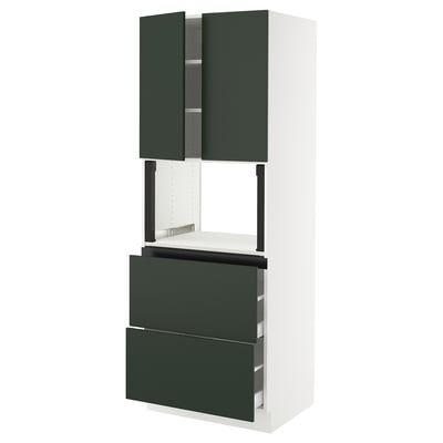 SEKTION / MAXIMERA Armoire haute m-o+2tir/2ptes, blanc/Havstorp vert profond, 30x24x80 "