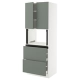 SEKTION / MAXIMERA Armoire haute m-o+2tir/2ptes, blanc/Nickebo gris -vert mat, 30x24x80 "