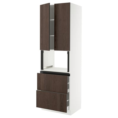 SEKTION / MAXIMERA Armoire haute m-o+2tir/2ptes, blanc/Sinarp brun, 30x24x90 "