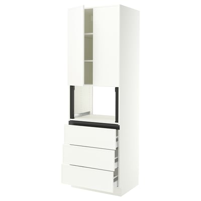 SEKTION / MAXIMERA Armoire haute m-o+3tir/2ptes, blanc/Aspudden blanc mat, 30x24x90 "
