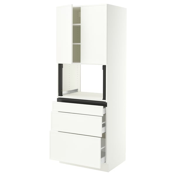 SEKTION / MAXIMERA Armoire haute m-o+3tir/2ptes, blanc/Aspudden blanc mat, 30x24x80 "