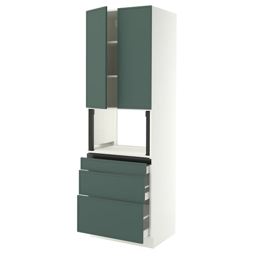 SEKTION / MAXIMERA Armoire haute m-o+3tir/2ptes, blanc/Aspudden gris-vert foncé, 30x24x90 "