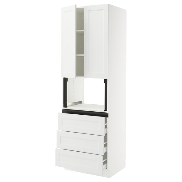 SEKTION / MAXIMERA Armoire haute m-o+3tir/2ptes, blanc/Axstad blanc mat, 30x24x90 "