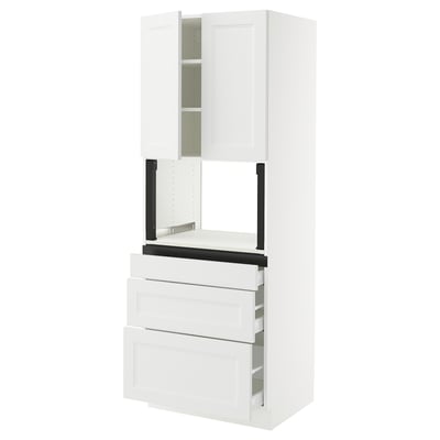 SEKTION / MAXIMERA Armoire haute m-o+3tir/2ptes, blanc/Axstad blanc mat, 30x24x80 "