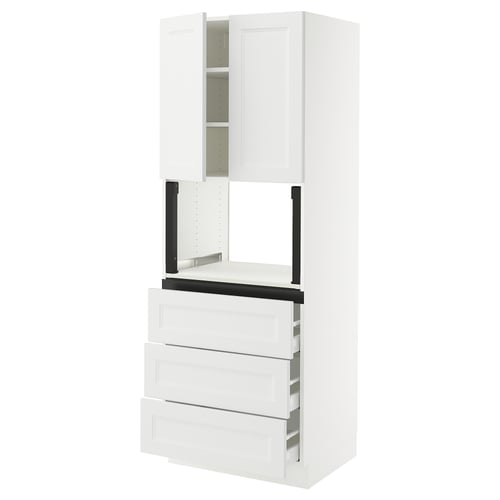 SEKTION / MAXIMERA Armoire haute m-o+3tir/2ptes, blanc/Axstad blanc mat, 30x24x80 "