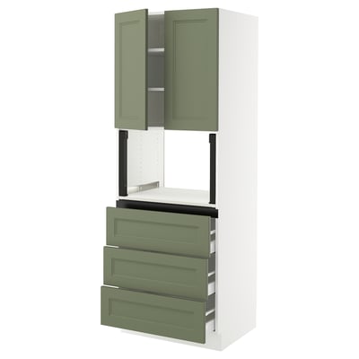 SEKTION / MAXIMERA Armoire haute m-o+3tir/2ptes, blanc/Axstad gris-vert, 30x24x80 "