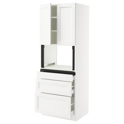 SEKTION / MAXIMERA Armoire haute m-o+3tir/2ptes, blanc Enköping/blanc effet bois, 30x24x80 "