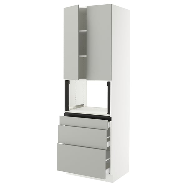 SEKTION / MAXIMERA Armoire haute m-o+3tir/2ptes, blanc/Havstorp gris clair, 30x24x90 "