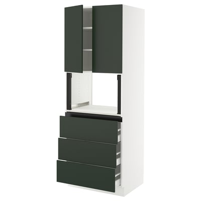 SEKTION / MAXIMERA Armoire haute m-o+3tir/2ptes, blanc/Havstorp vert profond, 30x24x80 "