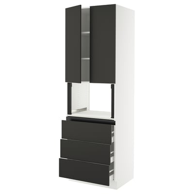 SEKTION / MAXIMERA Armoire haute m-o+3tir/2ptes, blanc/Nickebo anthracite mat, 30x24x90 "