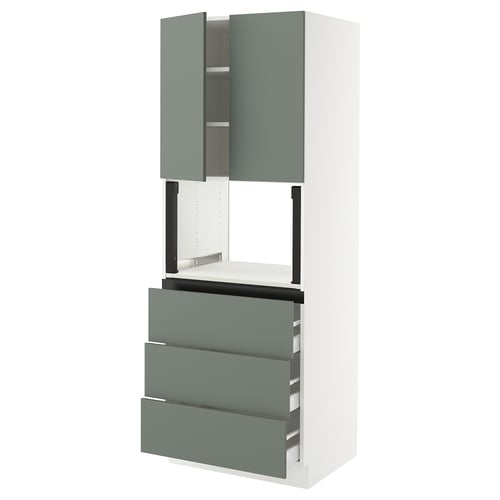 SEKTION / MAXIMERA Armoire haute m-o+3tir/2ptes, blanc/Nickebo gris -vert mat, 30x24x80 "