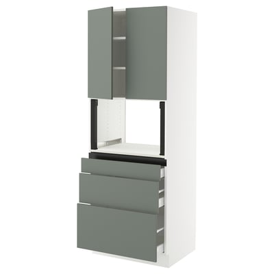 SEKTION / MAXIMERA Armoire haute m-o+3tir/2ptes, blanc/Nickebo gris -vert mat, 30x24x80 "
