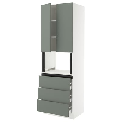 SEKTION / MAXIMERA Armoire haute m-o+3tir/2ptes, blanc/Nickebo gris -vert mat, 30x24x90 "