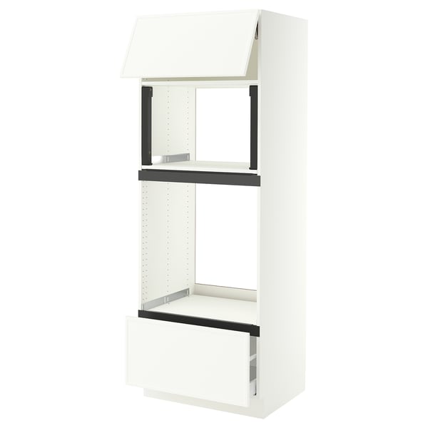 SEKTION / MAXIMERA Armoire haute m-o/four+tir/pte, blanc/Aspudden blanc mat, 30x24x80 "