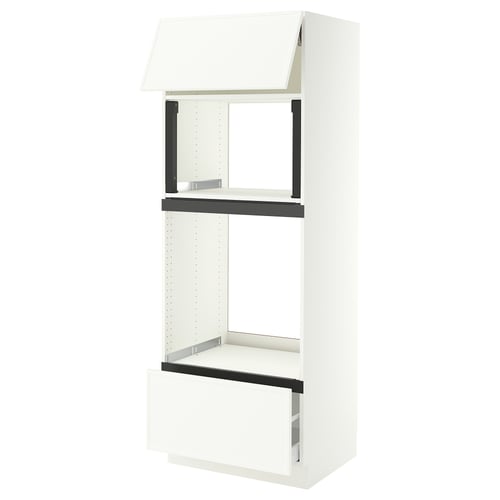 SEKTION / MAXIMERA Armoire haute m-o/four+tir/pte, blanc/Aspudden blanc mat, 30x24x80 "