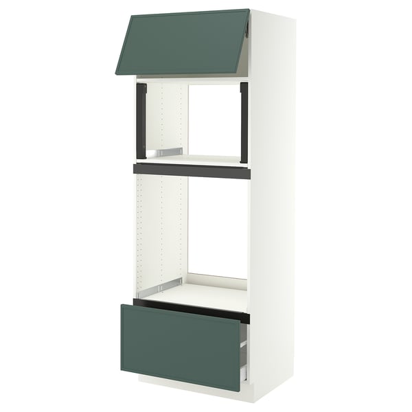 SEKTION / MAXIMERA Armoire haute m-o/four+tir/pte, blanc/Aspudden gris-vert foncé, 30x24x80 "