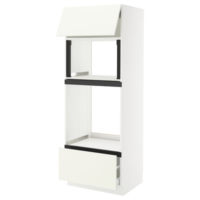 SEKTION / MAXIMERA Armoire haute m-o/four+tir/pte, blanc/Vallstena blanc, 30x24x80 "