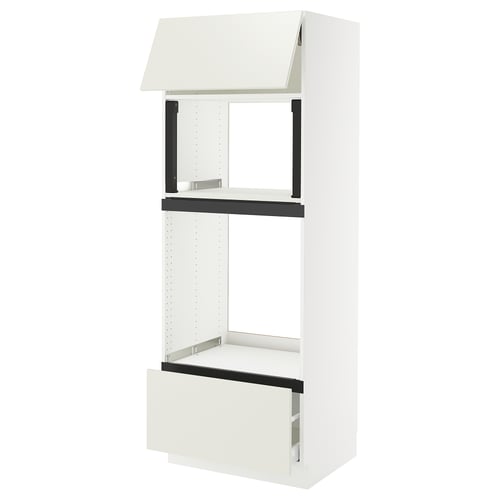 SEKTION / MAXIMERA Armoire haute m-o/four+tir/pte, blanc/Veddinge blanc, 30x24x80 "