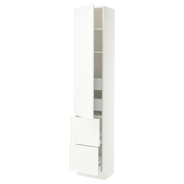 SEKTION / MAXIMERA Armoire haute porte/2 faces/4 tir, blanc/Aspudden blanc mat, 18x15x90 "