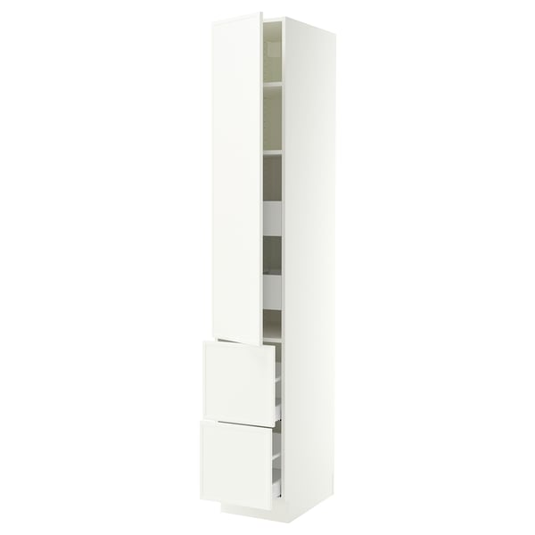 SEKTION / MAXIMERA Armoire haute porte/2 faces/4 tir, blanc/Aspudden blanc mat, 15x24x90 "