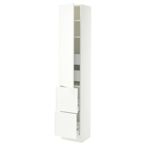 SEKTION / MAXIMERA Armoire haute porte/2 faces/4 tir, blanc/Aspudden blanc mat, 15x15x80 "