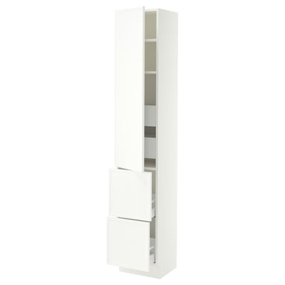 SEKTION / MAXIMERA Armoire haute porte/2 faces/4 tir, blanc/Aspudden blanc mat, 15x15x80 "