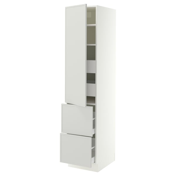 SEKTION / MAXIMERA Armoire haute porte/2 faces/4 tir, blanc/Aspudden gris clair, 18x24x80 "