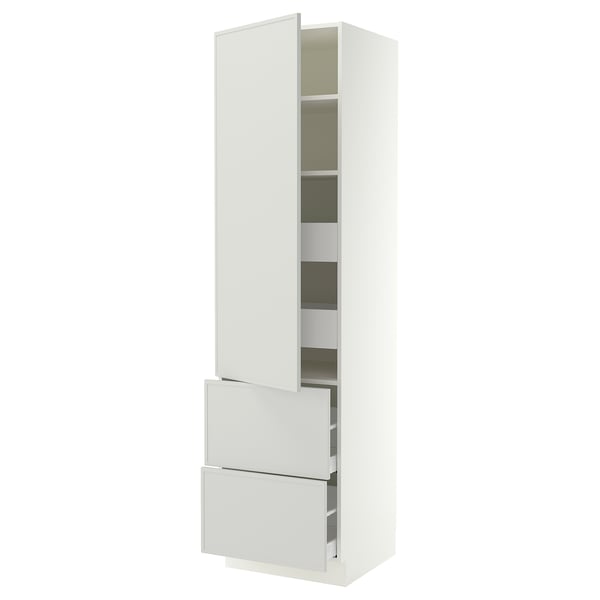 SEKTION / MAXIMERA Armoire haute porte/2 faces/4 tir, blanc/Aspudden gris clair, 24x24x90 "