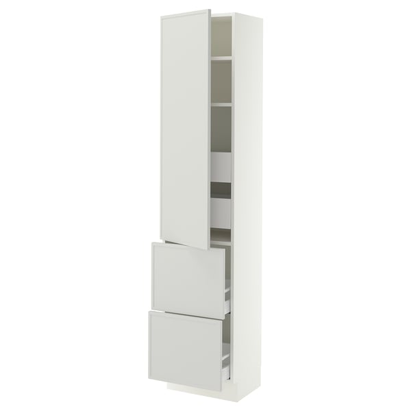 SEKTION / MAXIMERA Armoire haute porte/2 faces/4 tir, blanc/Aspudden gris clair, 18x15x80 "
