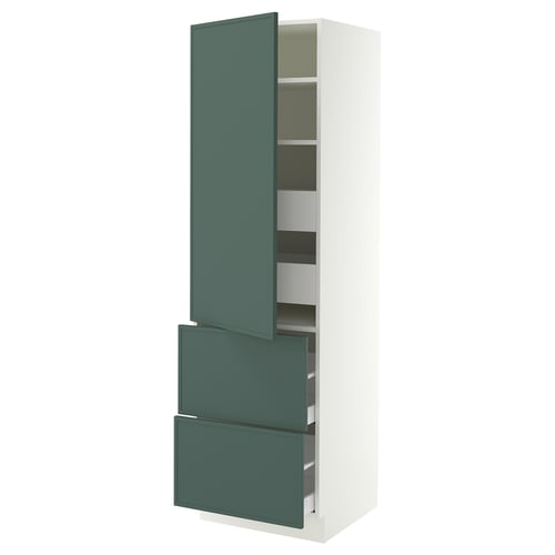 SEKTION / MAXIMERA Armoire haute porte/2 faces/4 tir, blanc/Aspudden gris-vert foncé, 24x24x80 "
