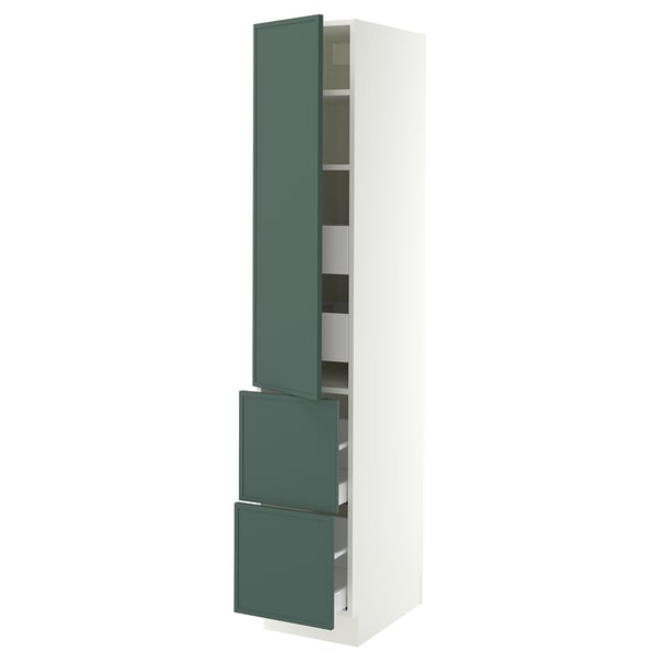 SEKTION / MAXIMERA Armoire haute porte/2 faces/4 tir, blanc/Aspudden gris-vert foncé, 15x24x80 "