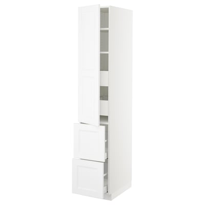 SEKTION / MAXIMERA Armoire haute porte/2 faces/4 tir, blanc/Axstad blanc mat, 15x24x80 "